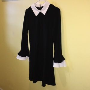Black dress with white sleeves and collar